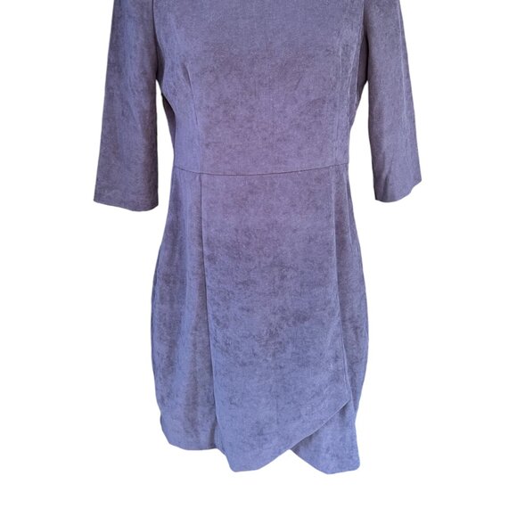 Vtg Sz XS Made in Korea Navy Blue Velour Mini Dress Asymmetrical Hem 90s Bodycon - Picture 3 of 9